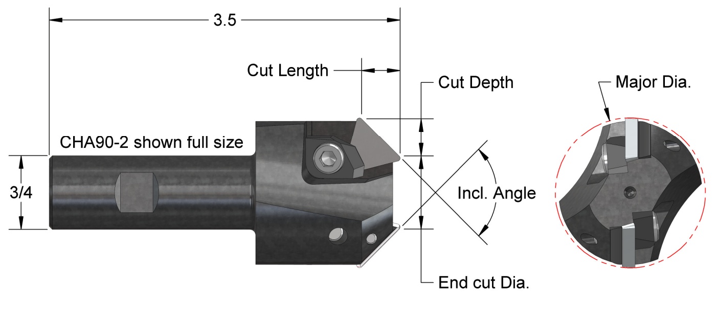 Picture of AB Tools CHA140-3 Triangle 140.0°, Chamfer Mill End Mill Weldon 1.0000 Negative